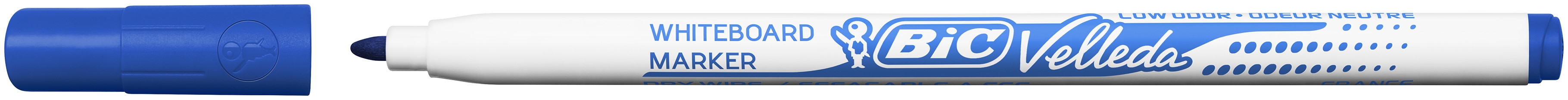 BIC Velleda 1721 Feutres pour Tableau Blanc Effaçables à Sec Pointe Conique Fine - Bleu, Blister de 4