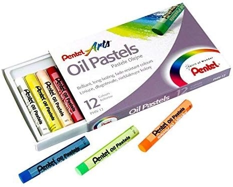 Boîte de 12 pastels à l'huile diamètre 8 mm - PENTEL 
